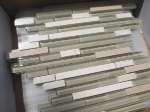 Bej Mermer ve cam mozaik karolar mutfak Backsplash ve banyo için