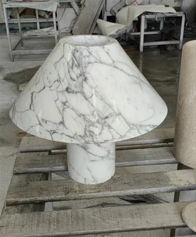 Arabescato Mermer Sütunlu Masa Lambası